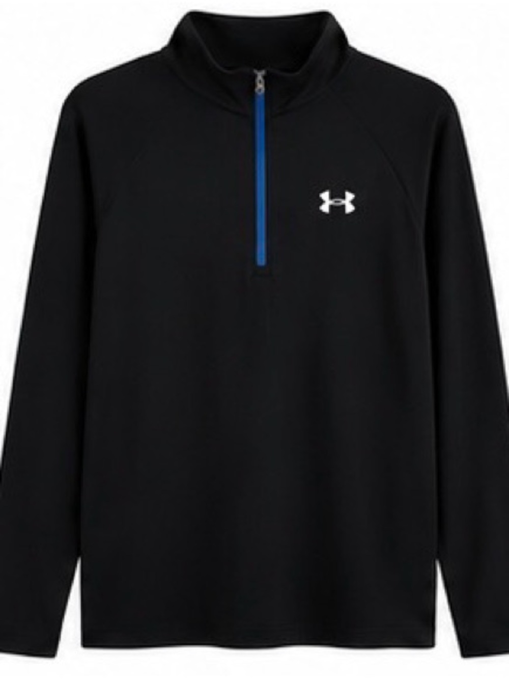 Under Armour Men’s Black Long Sleeve 1/4 Zip Pullover with Blue Trim